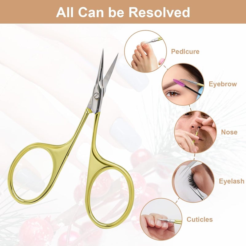 CGBE Manicure Scissors, Extra Fine Eyebrow Scissors for Grooming, Curved Blade Nail Scissors Precise Pointed Tip Grooming Kit for Eyebrow, Eyelash, Trim Nail and Dry Skin, Gold - Image 5